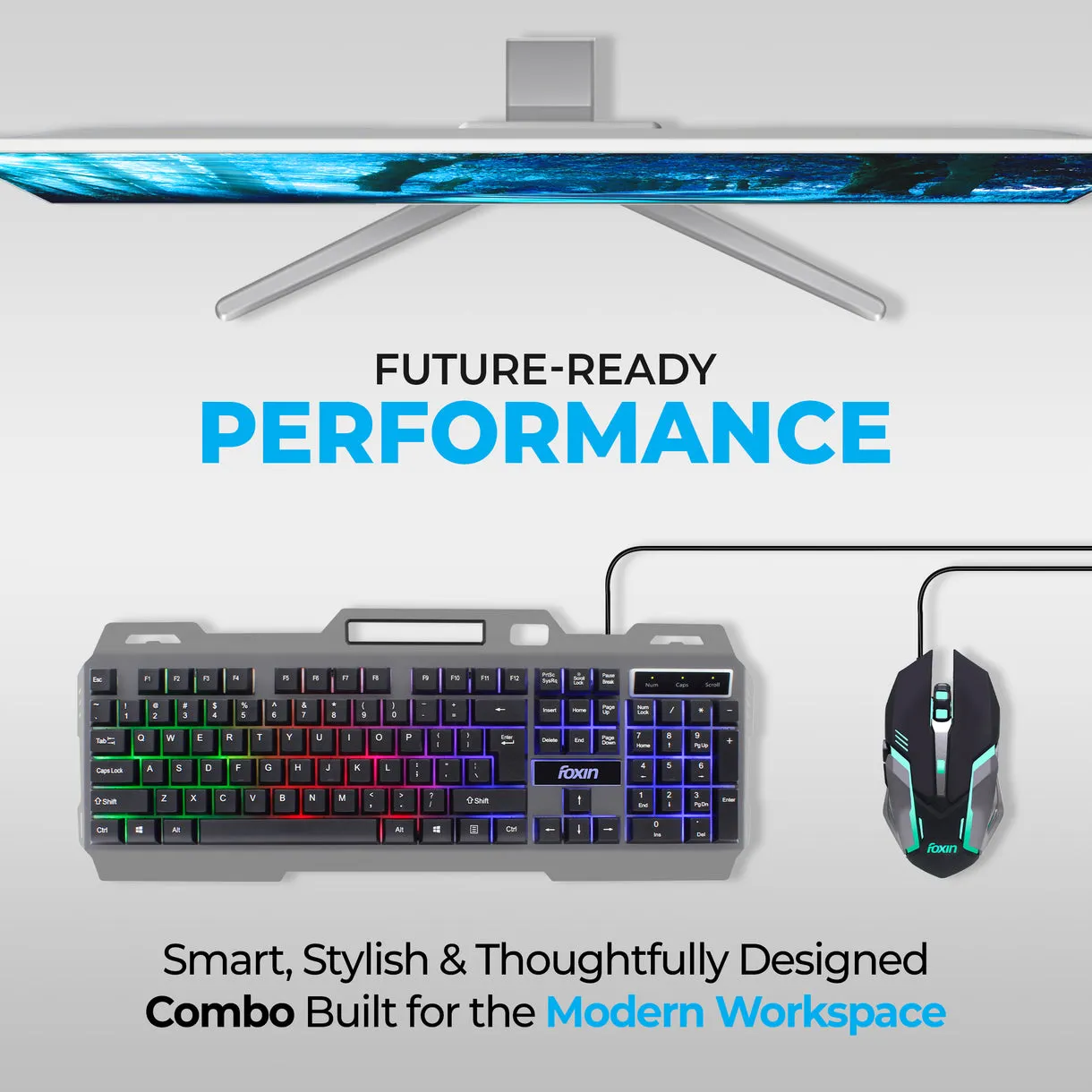 Foxin USB Gaming Keyboard Mouse Combo RGB (Thunder) view 3